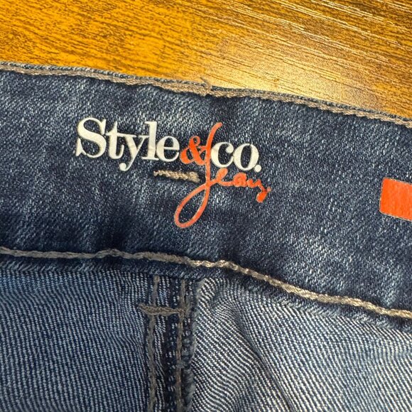 Style‎ Co Jeans Y2K Flare Leg Denim Womens Size 16 Chore Pocket Mid Rise Stretch - Picture 5 of 8